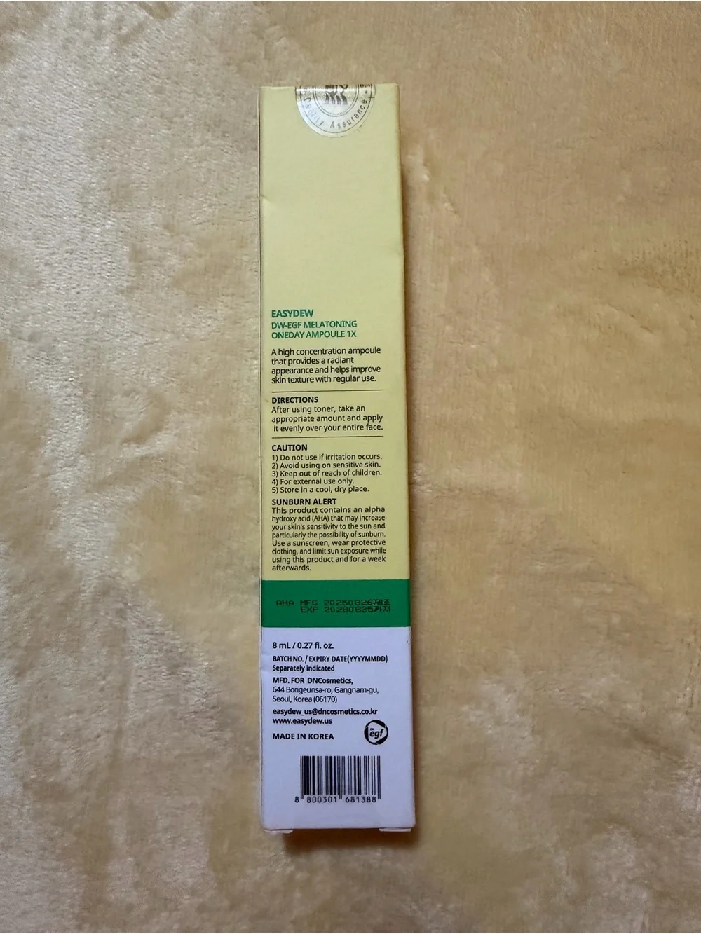 Easydew DW-EGF Melatoning OneDay Ampoule 0.27 FL OZ